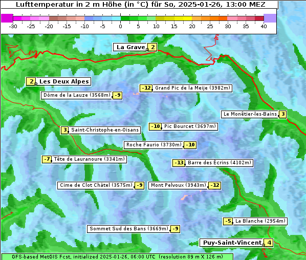 Temperatur, 26. 1. 2025