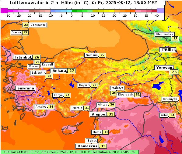 Temperatur, 12. 9. 2025