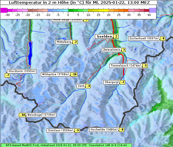 Temperatur, 22. 1. 2025