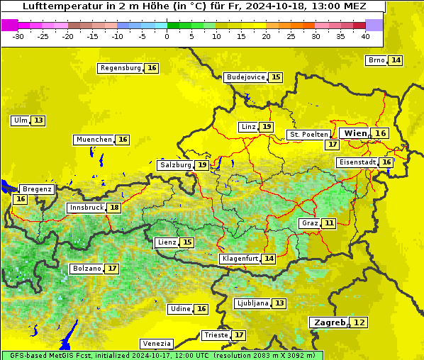 Temperatur, 18. 10. 2024