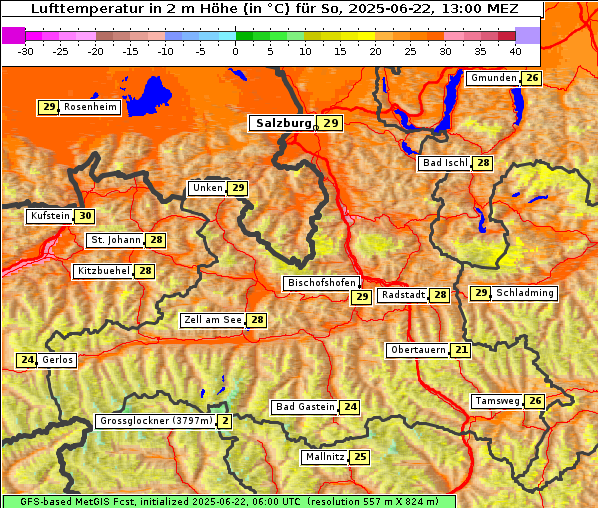Temperatur, 22. 6. 2025