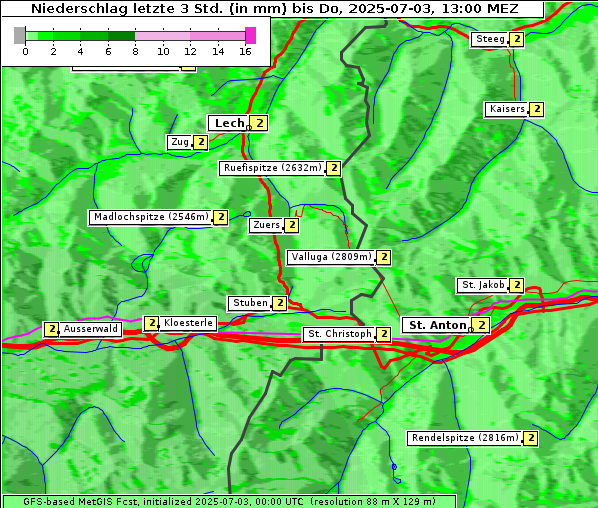 Niederschlag, 3. 7. 2025