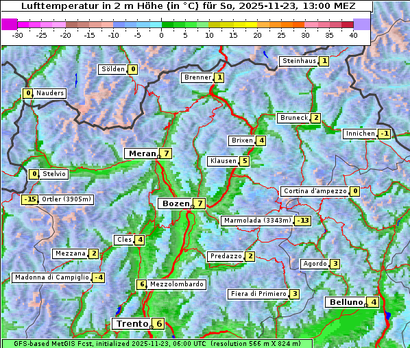 Temperatur, 23. 11. 2025