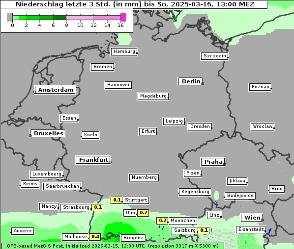 Niederschlag, 16. 3. 2025