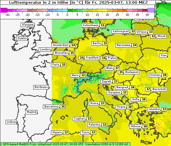 Temperatur, 7. 3. 2025