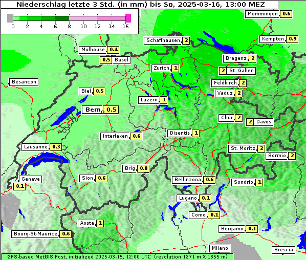 Niederschlag, 16. 3. 2025