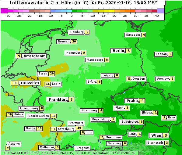 Temperatur, 16. 1. 2026