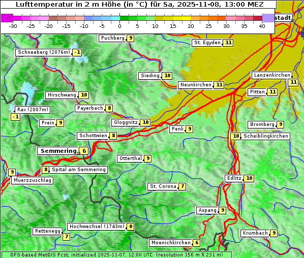 Temperatur, 8. 11. 2025