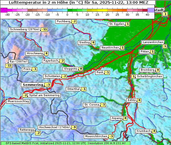 Temperatur, 22. 11. 2025