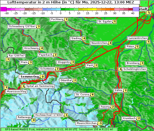Temperatur, 22. 12. 2025