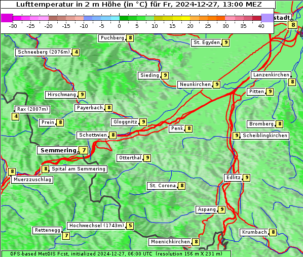 Temperatur, 27. 12. 2024