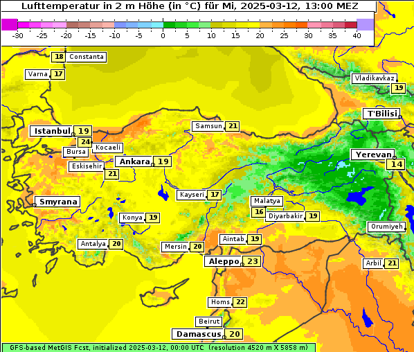 Temperatur, 12. 3. 2025