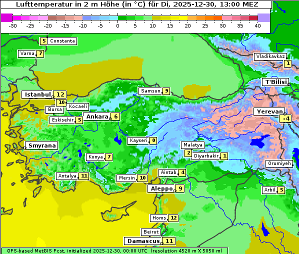 Temperatur, 30. 12. 2025