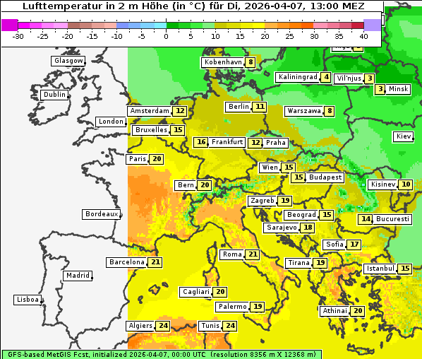 Temperatur, 7. 4. 2026
