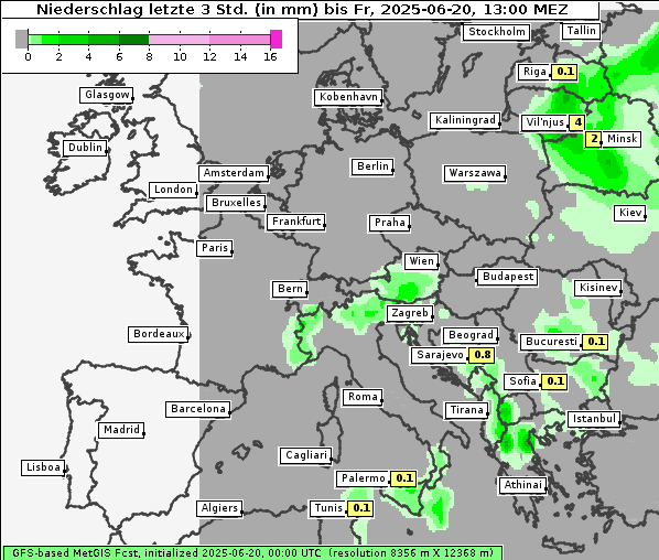Niederschlag, 20. 6. 2025