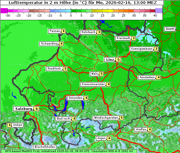 Temperatur, 16. 2. 2026