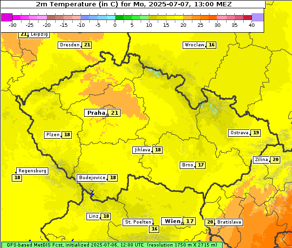 Temperatur, 7. 7. 2025