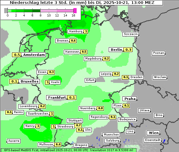 Niederschlag, 21. 10. 2025