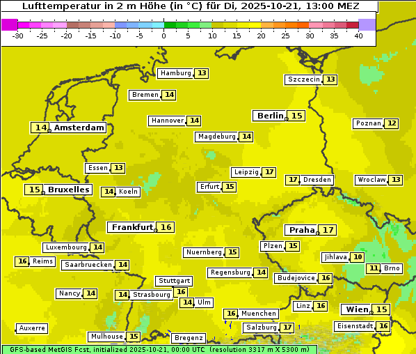 Temperatur, 21. 10. 2025
