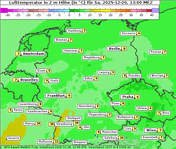 Temperatur, 20. 12. 2025