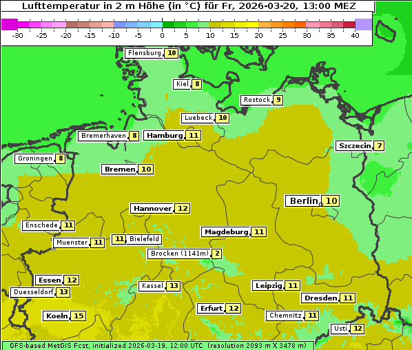 Temperatur, 20. 3. 2026