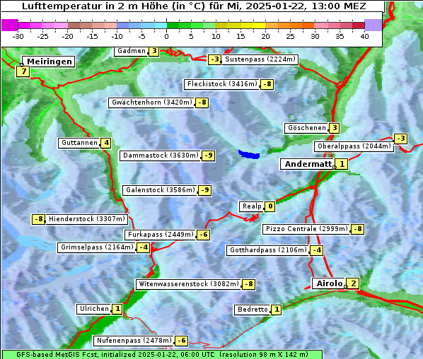 Temperatur, 22. 1. 2025