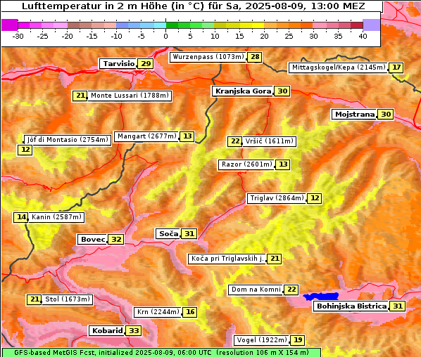 Temperatur, 9. 8. 2025