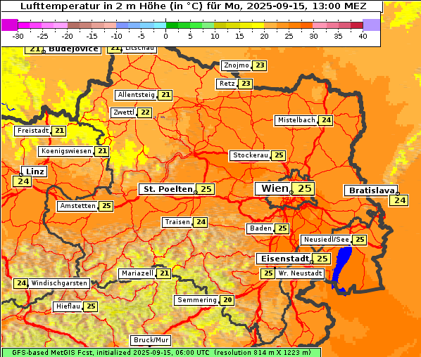 Temperatur, 15. 9. 2025