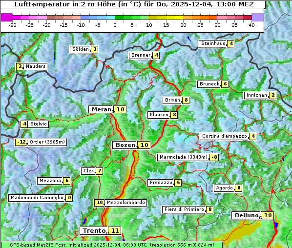 Temperatur, 4. 12. 2025