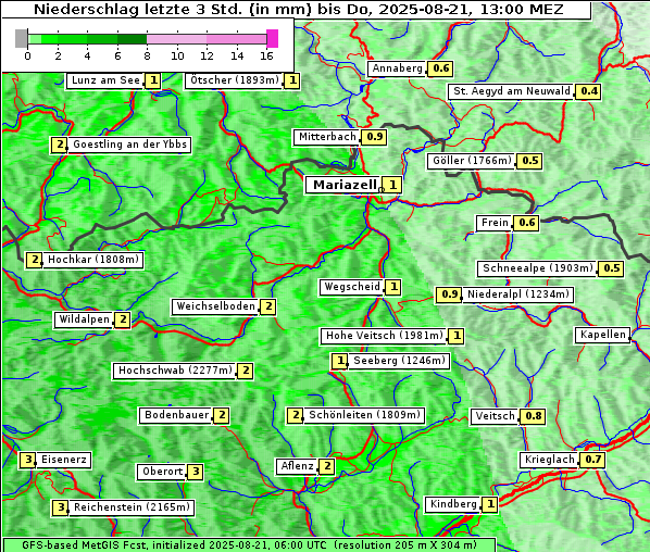 Niederschlag, 21. 8. 2025