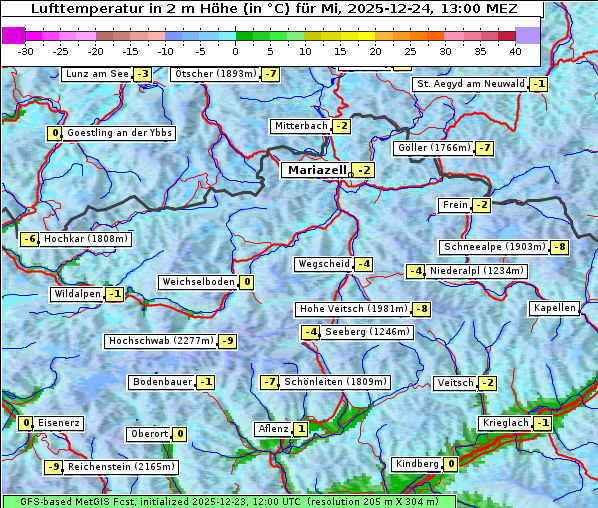 Temperatur, 24. 12. 2025