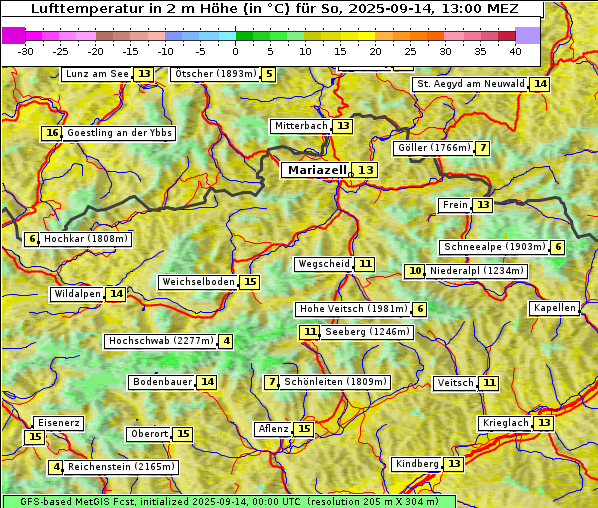Temperatur, 14. 9. 2025