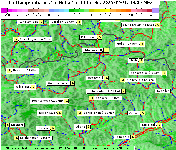 Temperatur, 21. 12. 2025