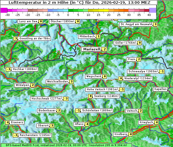 Temperatur, 19. 2. 2026