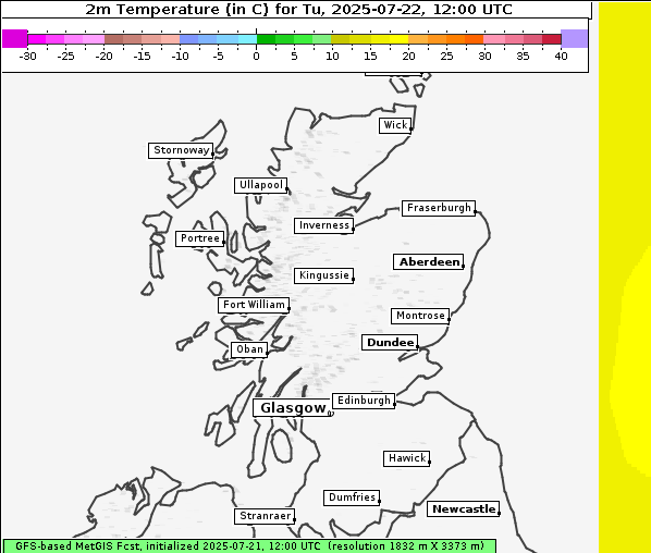 Temperatur, 22. 7. 2025