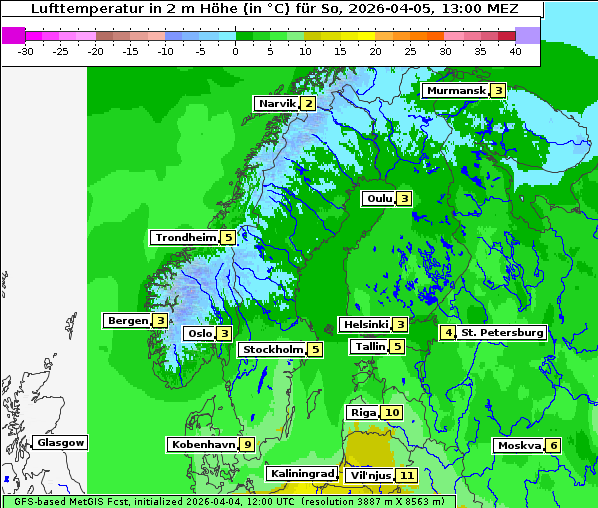 Temperatur, 5. 4. 2026