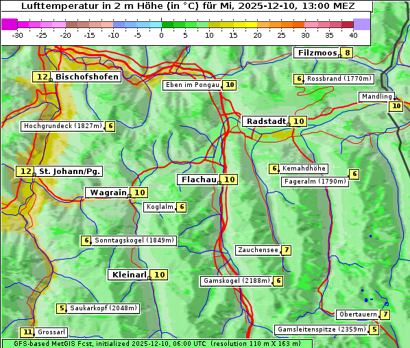 Temperatur, 10. 12. 2025