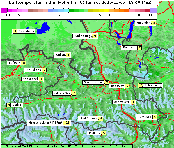 Temperatur, 7. 12. 2025