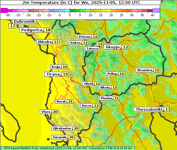 Temperatur, 5. 11. 2025