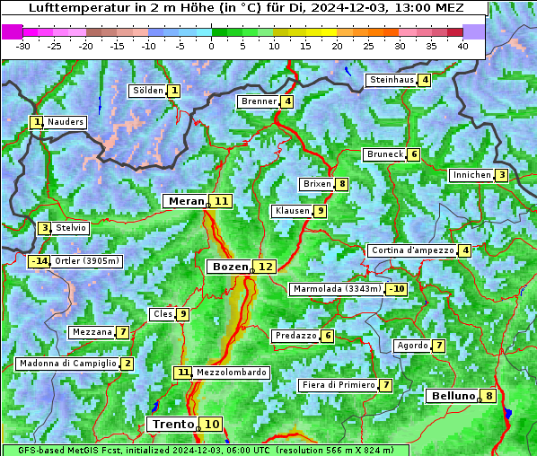 Temperatur, 3. 12. 2024