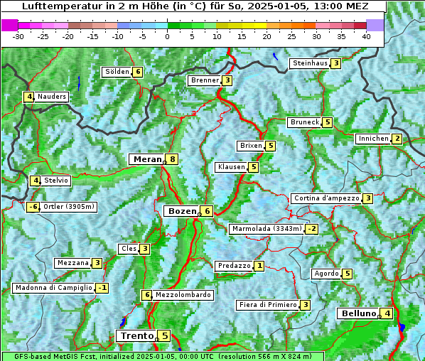 Temperatur, 5. 1. 2025