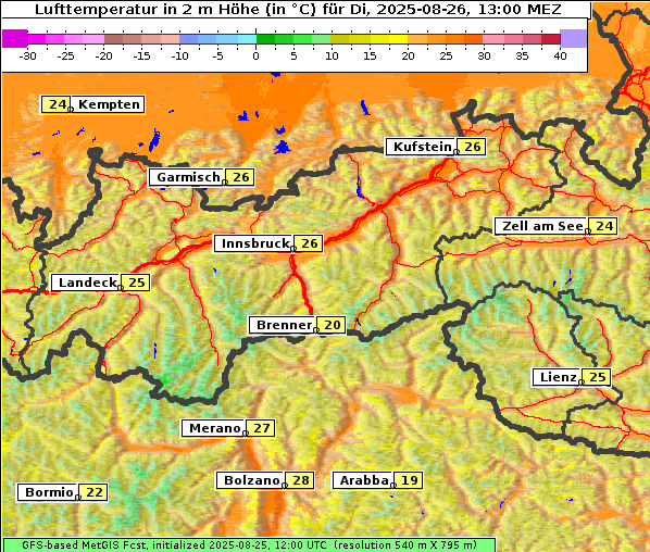 Temperatur, 26. 8. 2025