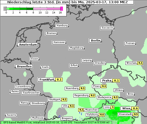 Niederschlag, 17. 3. 2025