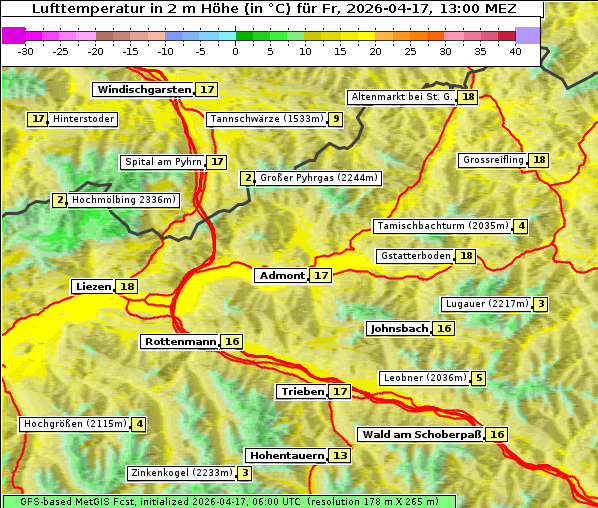 Temperatur, 17. 4. 2026