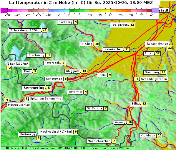 Temperatur, 26. 10. 2025