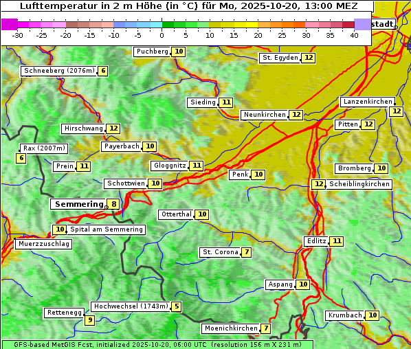Temperatur, 20. 10. 2025