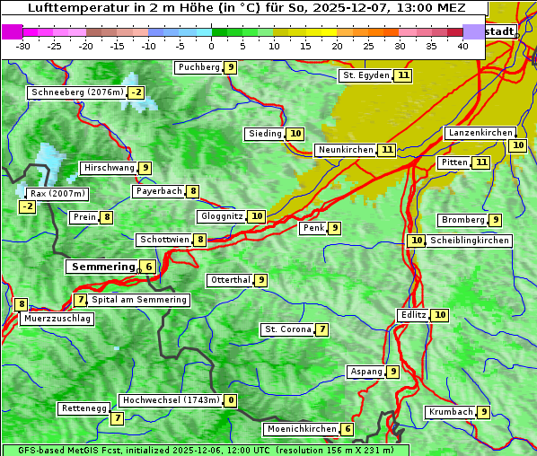 Temperatur, 7. 12. 2025