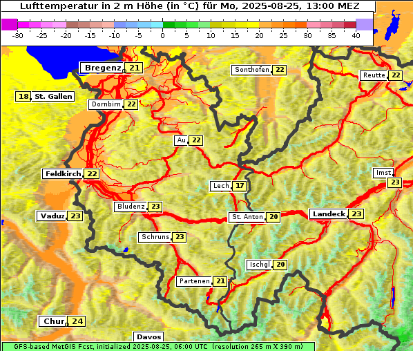 Temperatur, 25. 8. 2025