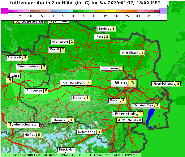 Temperatur, 17. 1. 2026