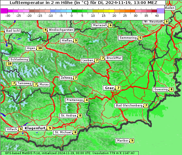 Temperatur, 19. 11. 2024